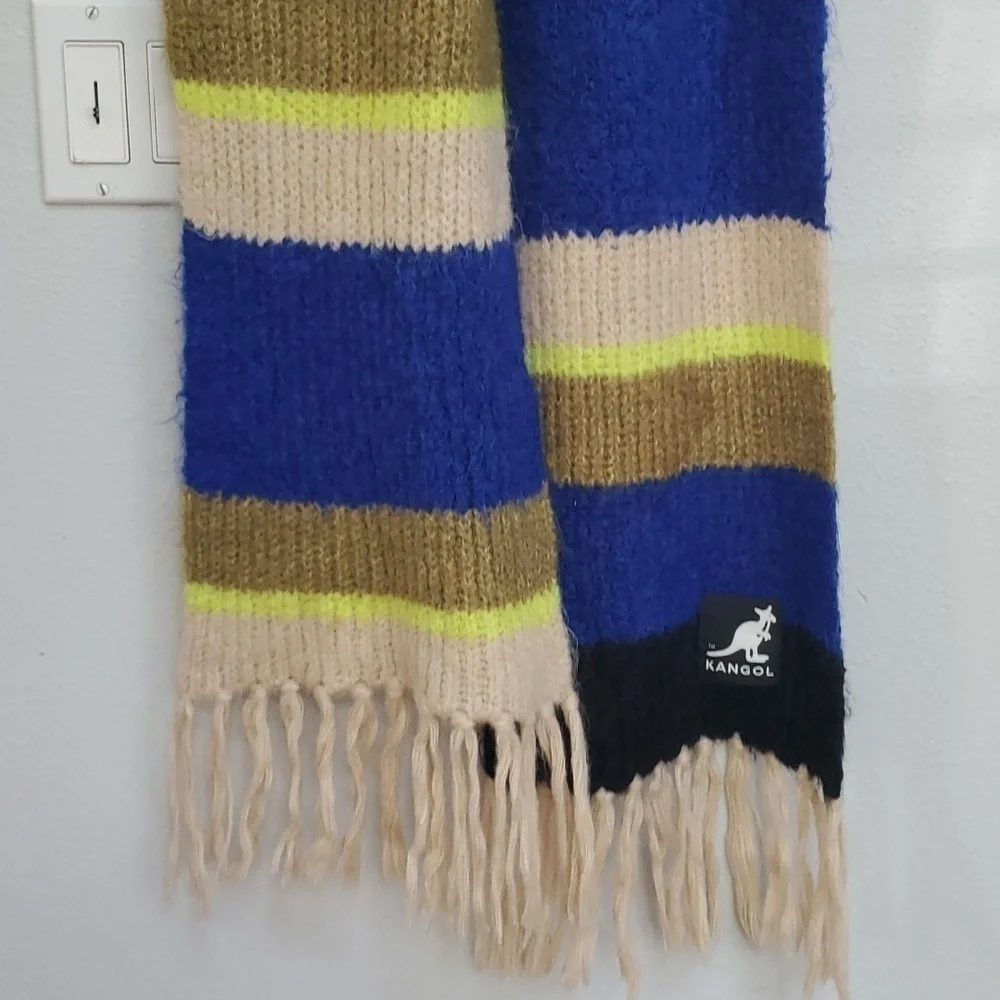 Kangol stripe fringe scarf
